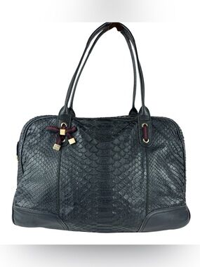 Gucci Princy Hobo Python Black Leather Web stripe